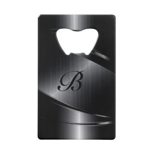 黒色金属幾何学模様デザインモノグラム クレジットカード栓抜き