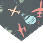 黒色飛行機及び航空模様 ショートテーブルランナー (コーナー)