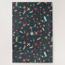 黒色飛行機及び航空模様