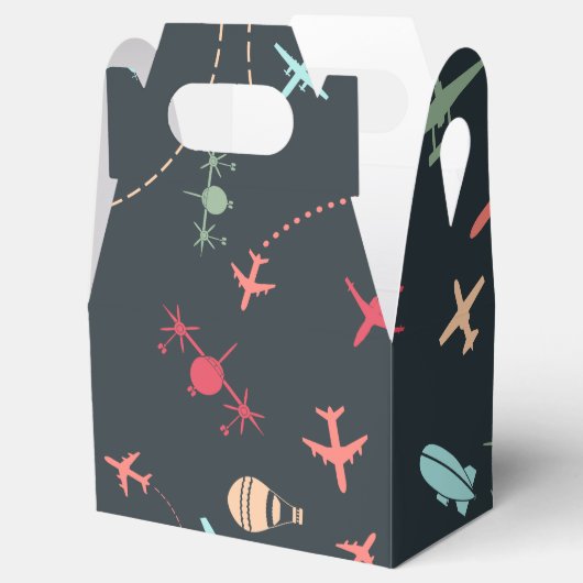 黒色飛行機及び航空模様 フェイバーボックス (オープン)