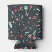 黒色飛行機及び航空模様 缶クーラー (裏面)