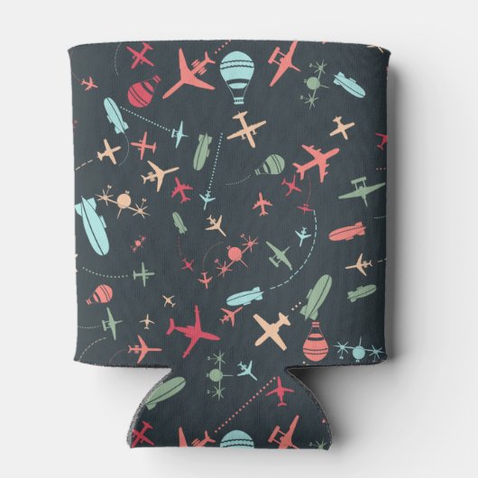 黒色飛行機及び航空模様 缶クーラー (裏面)