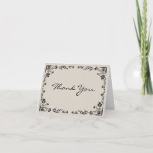 黒花の感謝カード（タイプライターのメッセージ付き）