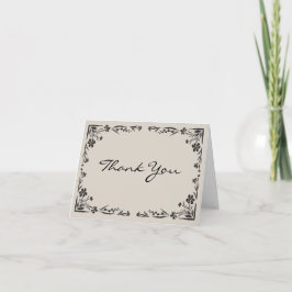 黒花の感謝カード（タイプライターのメッセージ付き） サンキューカード