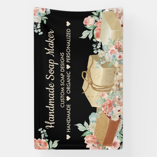 黒花アロマセラピー手作り石鹸 横断幕 (縦)