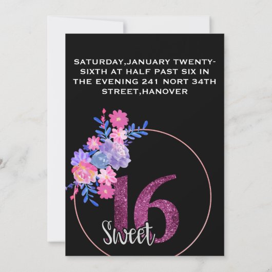 黒花エレガント 招待状 (裏面)