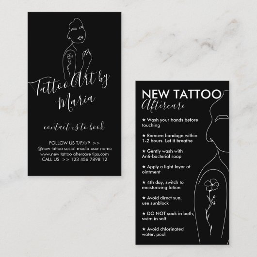 黒花オンガールショルダー新タトゥーアフターケア 名刺 (正面/裏面)