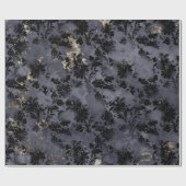 黒花グラファイトセピア灰色インキみすぼらしい ラッピングペーパー (フラット)