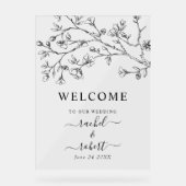 黒花フローラ結婚の歓迎サイン アクリルサイン (正面)