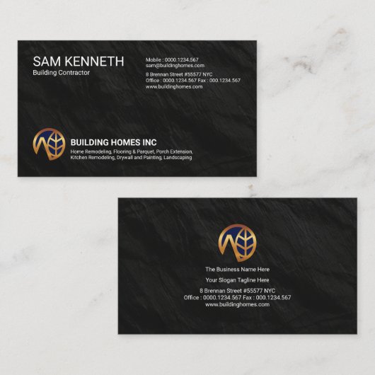 黒花崗岩テはっきりしたクスチャ建物建築 名刺 (正面/裏面)