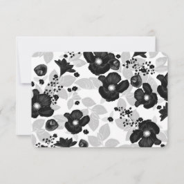 黒花手書きヴィンテージ結婚式RSVP 出欠カード