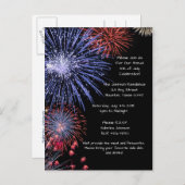 黒花火大会7月4日パーティの招待状 インビテーションポストカード (正面/裏面)