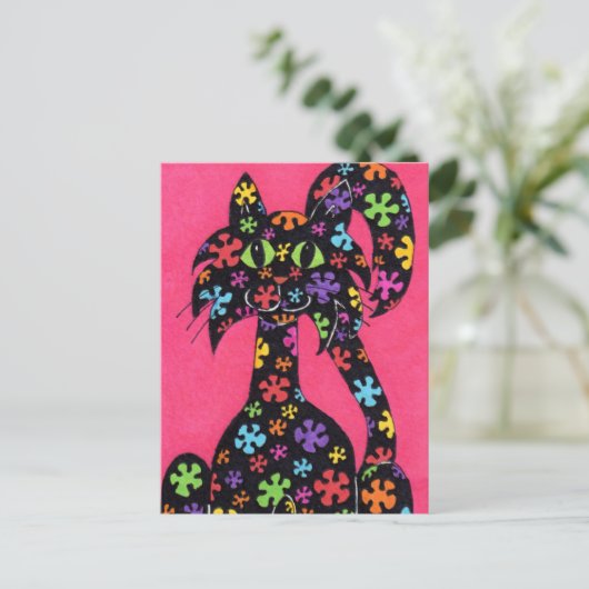 黒花猫 ポストカード (スタンド正面)