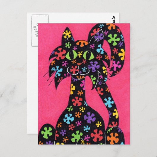 黒花猫 ポストカード (正面/裏面)