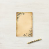 黒花紋の古い羊皮紙 ポストイット (デスク上)