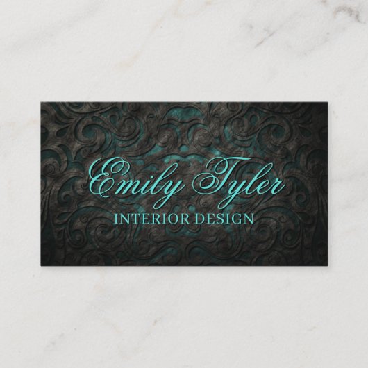 黒花飾り花インテリアデザイナースタッガー 名刺 (正面)