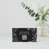 黒芸術的抽象芸術絵を描(ばちゃばちゃ)跳ねるQRコード 名刺 (スタンド正面)