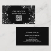 黒芸術的抽象芸術絵を描(ばちゃばちゃ)跳ねるQRコード 名刺 (正面/裏面)