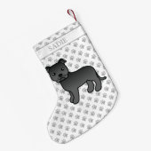 黒英語ステフィーかわいい漫画の犬と名前 スモールクリスマスストッキング (裏面 (吊り時))