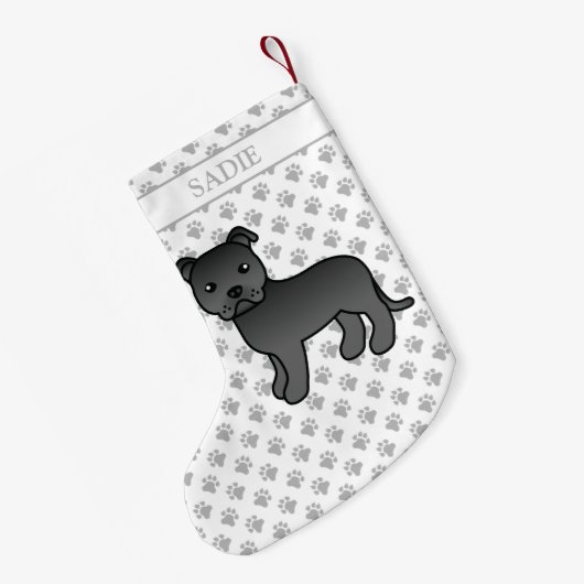 黒英語ステフィーかわいい漫画の犬と名前 スモールクリスマスストッキング (裏面 (吊り時))