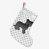 黒英語ステフィーかわいい漫画の犬と名前 スモールクリスマスストッキング (正面 (吊り時))