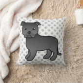 黒英語ステフィーかわいい漫画の犬と手 クッション (ブランケット)