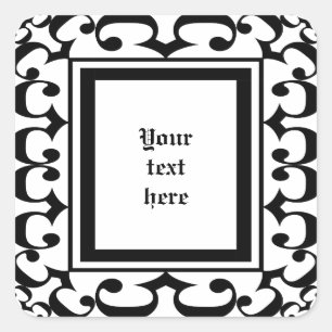 黒華美と白のシール スクエアシール