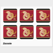 黒華美と赤中国のの金蛇 スクエアシール (シート)