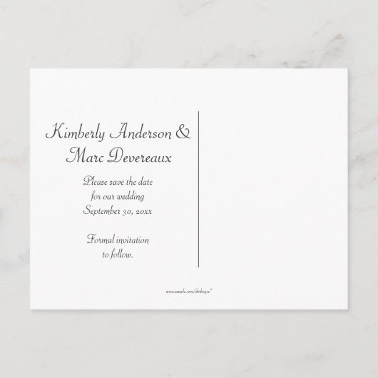 黒華美と銀の渦巻きが日付を保存 案内ポストカード (裏面)