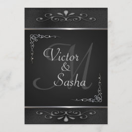 黒華美と銀の結婚式招待状 招待状