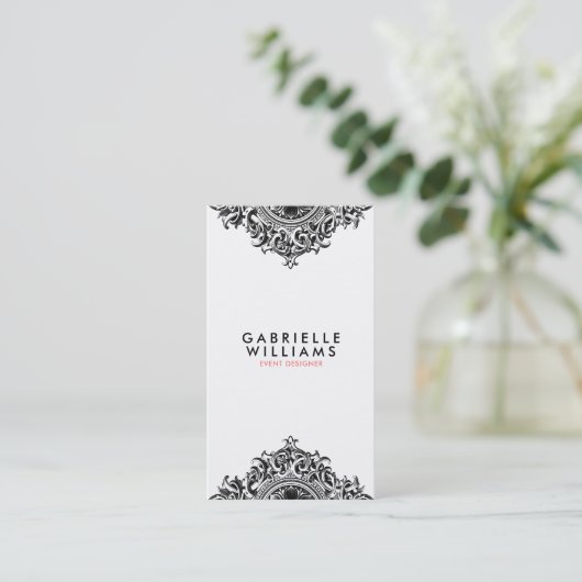 黒華美ガーリーオーナメントデザイン 名刺 (スタンド正面)