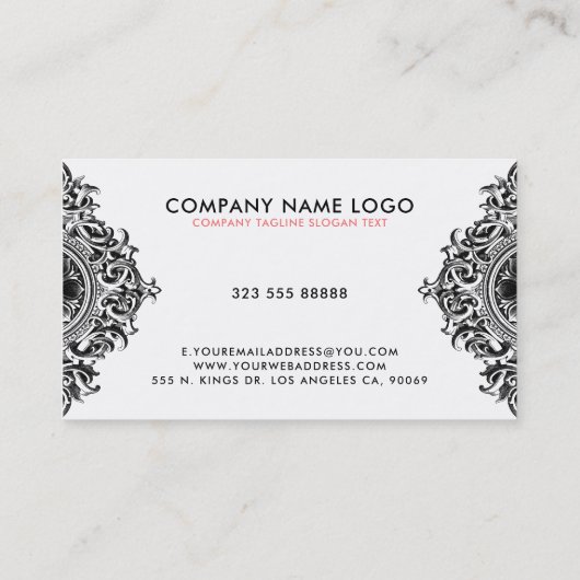黒華美ガーリーオーナメントデザイン 名刺 (裏面)