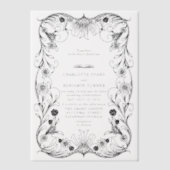 黒華美フローラヴィンテージフレ結婚ーム ベラム紙招待状 (正面)