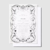 黒華美フローラヴィンテージフレ結婚ーム ベラム紙招待状 (オフセット)
