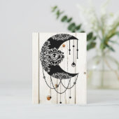 黒華美月の目マンダラ色あせた木の板 ポストカード (スタンド正面)