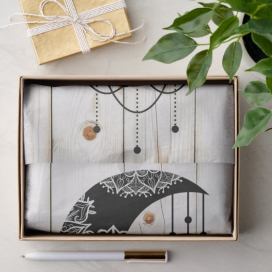 黒華美月の目マンダラ色あせた木の板 薄葉紙 (ギフト)