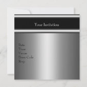 黒華美灰色シルバー30エレガント誕生日 招待状 (裏面)