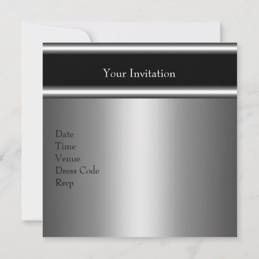 黒華美灰色シルバー30エレガント誕生日 招待状 (裏面)