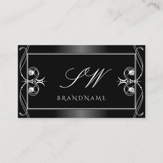 黒華美白ダイヤきらめくズモノグラム 名刺 (正面)