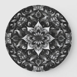 黒華美白フローラ壁時計 ラージ壁時計