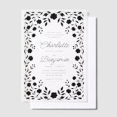 黒華美縁ど結婚フレーム ベラム紙招待状 (オフセット)