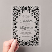 黒華美縁ど結婚フローラ アクリル招待状 (インサイチュ (ポータブル))