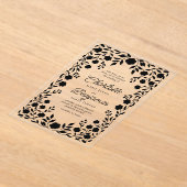 黒華美縁ど結婚フローラ アクリル招待状 (レイダウン)