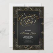 黒華美/金ゴールドアールデコ卒業招待状 招待状 (正面)