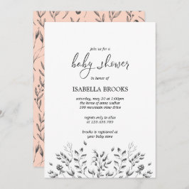 黒葉ヴィンテージと果実 |赤ちゃんシャワー 招待状