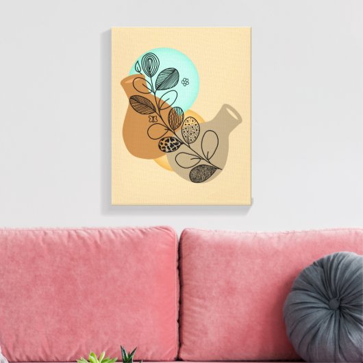 黒葉付きボヘミア抽象芸術ミニマリスト キャンバスプリント (インサイチュ (リビング))