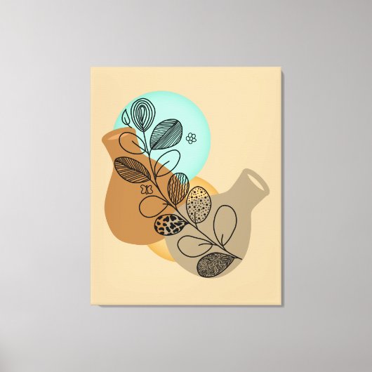 黒葉付きボヘミア抽象芸術ミニマリスト キャンバスプリント (正面)