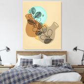 黒葉付きボヘミア抽象芸術ミニマリスト キャンバスプリント (インサイチュ (寝室))