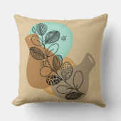 黒葉付きボヘミア抽象芸術ミニマリスト クッション (正面)