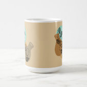 黒葉付きボヘミア抽象芸術ミニマリスト コーヒーマグカップ (中央)